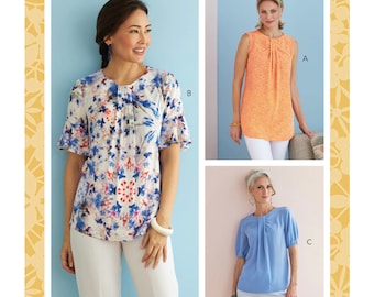 Easy Sewing Pattern for Women's Tops, Tank Top Blouse Pattern, Pullover Tops, Butterick 6730, Size 6-14 and 14-22, Uncut and FF