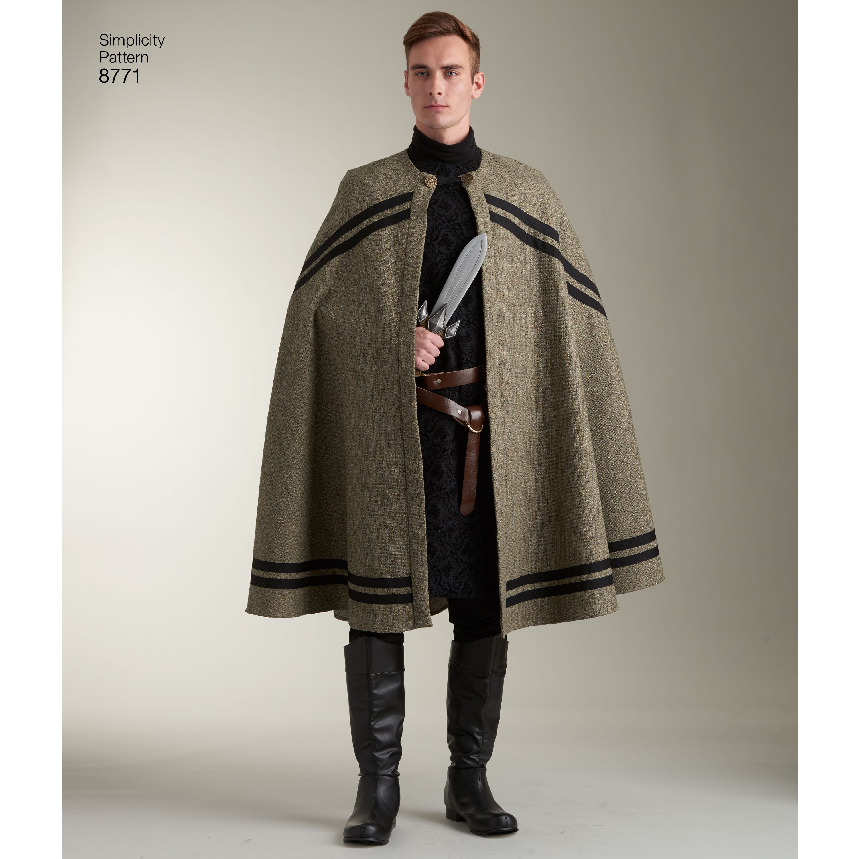 Knight Cape Pattern Sewing Pattern for Mens Fantasy Costume, Hooded Cape Costume, Floor ...