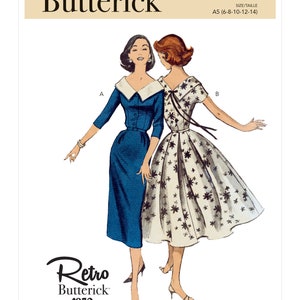 Sewing Pattern for Women's Dress, Vintage 50s Style Dress, Fit and Flare Dress, Fitted Dress, Size 6-14 14-22, Butterick 6870, Uncut FF