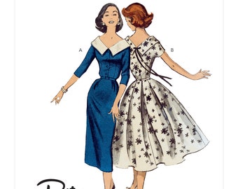 Sewing Pattern for Women's Dress, Vintage 50s Style Dress, Fit and Flare Dress, Fitted Dress, Size 6-14 14-22, Butterick 6870, Uncut FF