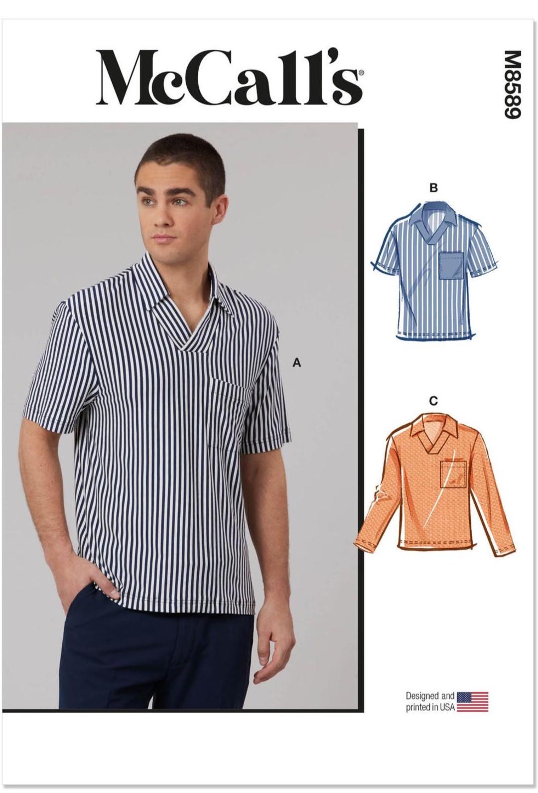 Sewing Pattern for Men's Tops, Polo Tops, Mens Collared Shirt, Short ...