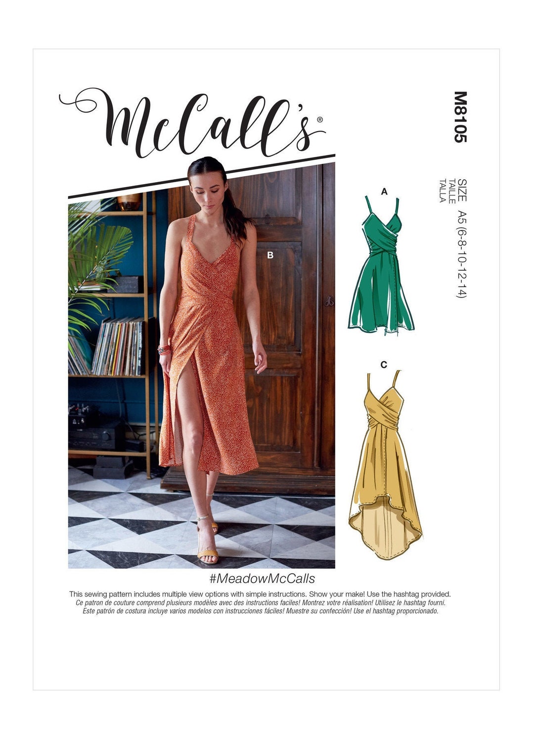Sewing Pattern for Women's Dress, Faux Wrap Dress, Summer Dress Pattern, Asymmetrical Dress, Mccalls 8105, Size 6-14 and 16-24, Uncut and FF - Etsy Sewing Pattern for Women's Dress, Faux Wrap Dress, Summer Dress Pattern, Asymmetrical Dress, Mccalls 8105, Size 6-14 and 16-24, Uncut and FF - Etsy