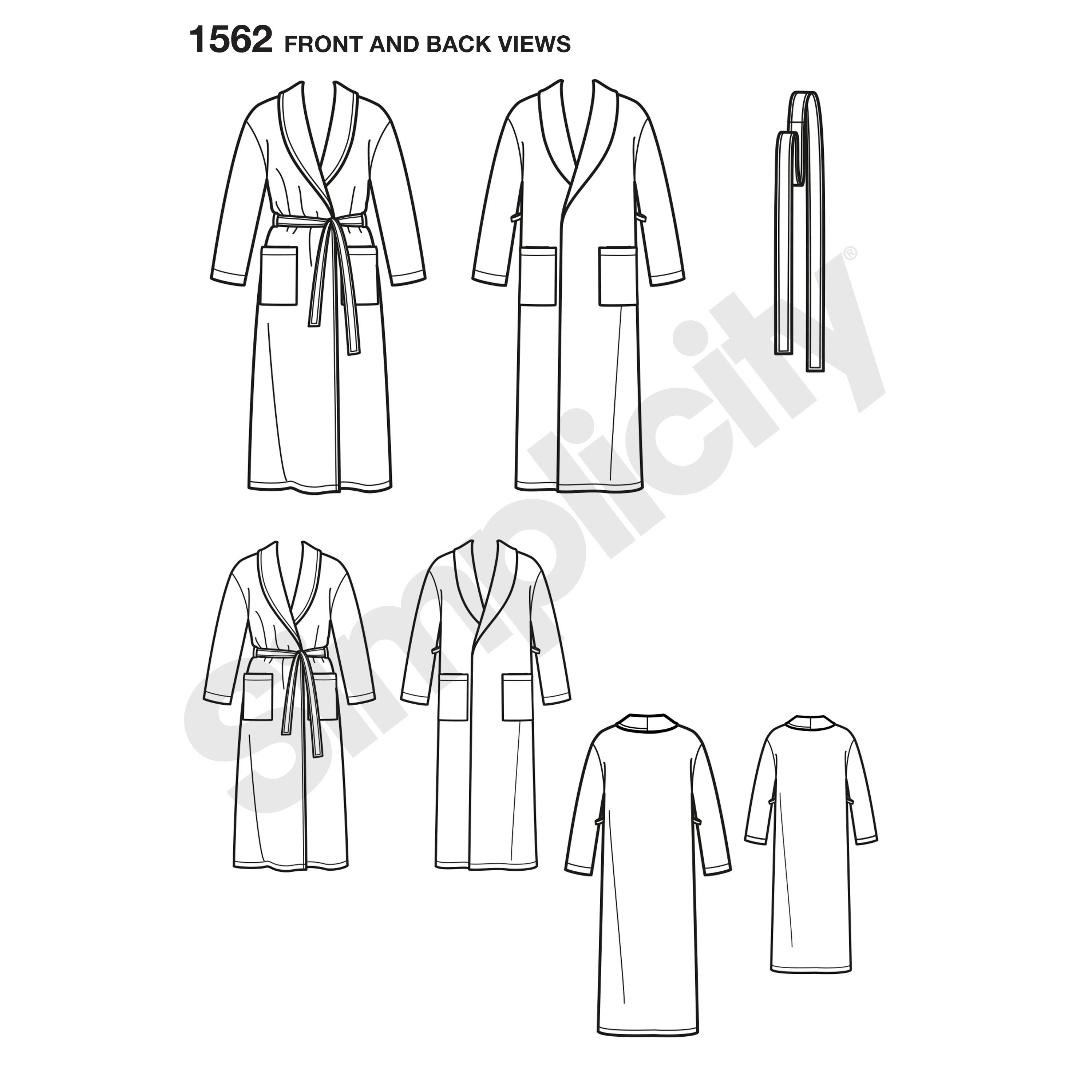 Simplicity Robe Pattern 0621 Sewing Pattern for Child's Mens and Women's Robes, Family Sleepwear ...