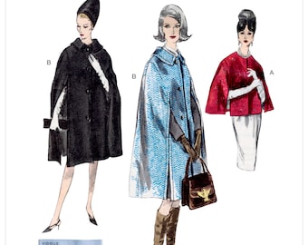 Vogue Sewing Pattern for Womens Cape Jackets, Winter Coat Pattern, Long Cape Jacket, New Vogue 1838, Misses to Plus Size S-XXL, Uncut and FF