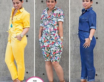 Schnittmuster für Damen-Jumpsuit, Utility-Jumpsuit, Jumpsuit mit Knopfleiste, taillierter Jumpsuit, Mimi G Simplicity 8060 0663, Größen 6–14, ungeschnitten