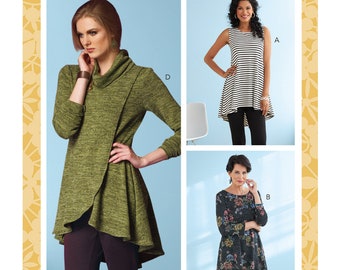 Sewing Pattern for Women's Knit Tops, Womens Tunic, Long Sleeve Tops, Butterick 6752, Size XS-M and L-XXL, Uncut and FF