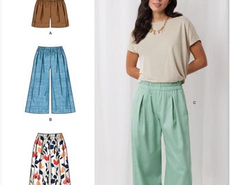 Patron de couture pour pantalons et shorts femme, pantalon large, short taille haute, pantalon court, jupe-culotte, Simplicity 3105, taille XS-XXL