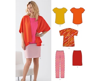 Sewing Pattern for Women's Tops, Jacket, Skirt, and Pants, Kimono Jacket, Straight Leg Pants, New Look 6217, Size 10-22, Uncut FF