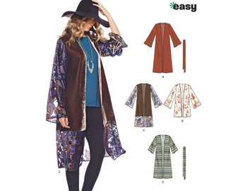 Sewing Pattern for Women's Kimono, Long Kimono, Duster Cardigan, Open Front Jacket, New Look 6476, Size 8-18, Uncut FF