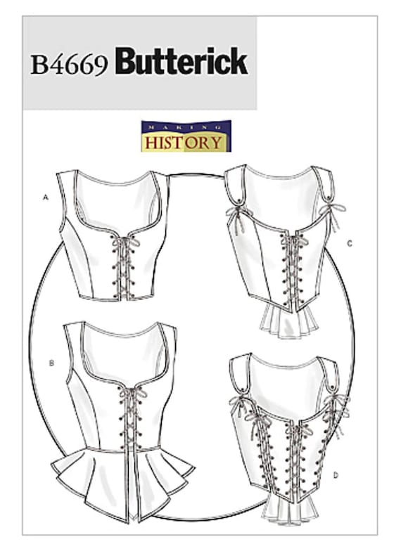 Sewing Pattern for Womens Boned Corset, Lace Front Corset Pattern, Lined Corset, Peplum Corset, Butterick 4669, Size 6-12 and 14-20, Uncut