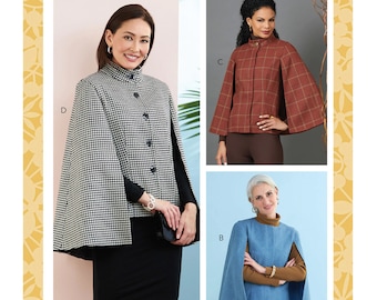 Sewing Pattern for Women's Cape Jackets, Womens Coat Pattern, Button Front Cape Pattern, Butterick 6603, Size 6-14 and 14-22, Uncut and FF