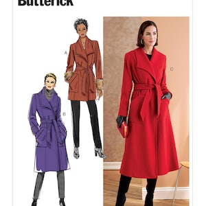 Sewing Pattern for Women's Jacket, Belted Jacket, Long Jacket, Wrap Jacket, Winter Coat, Butterick 6720, Size S-L XL-XXL, Uncut FF