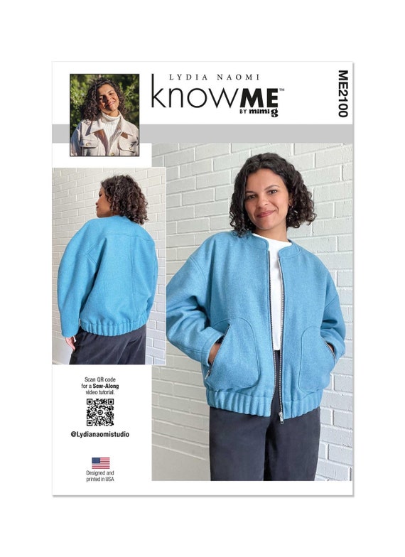 Sewing Pattern for Womens Jacket, Zip Front Jacket, Bomber Jacket, Oversized Jacket, Womens Coat, Know Me 2100, Size 8-16 18-26, Uncut FF