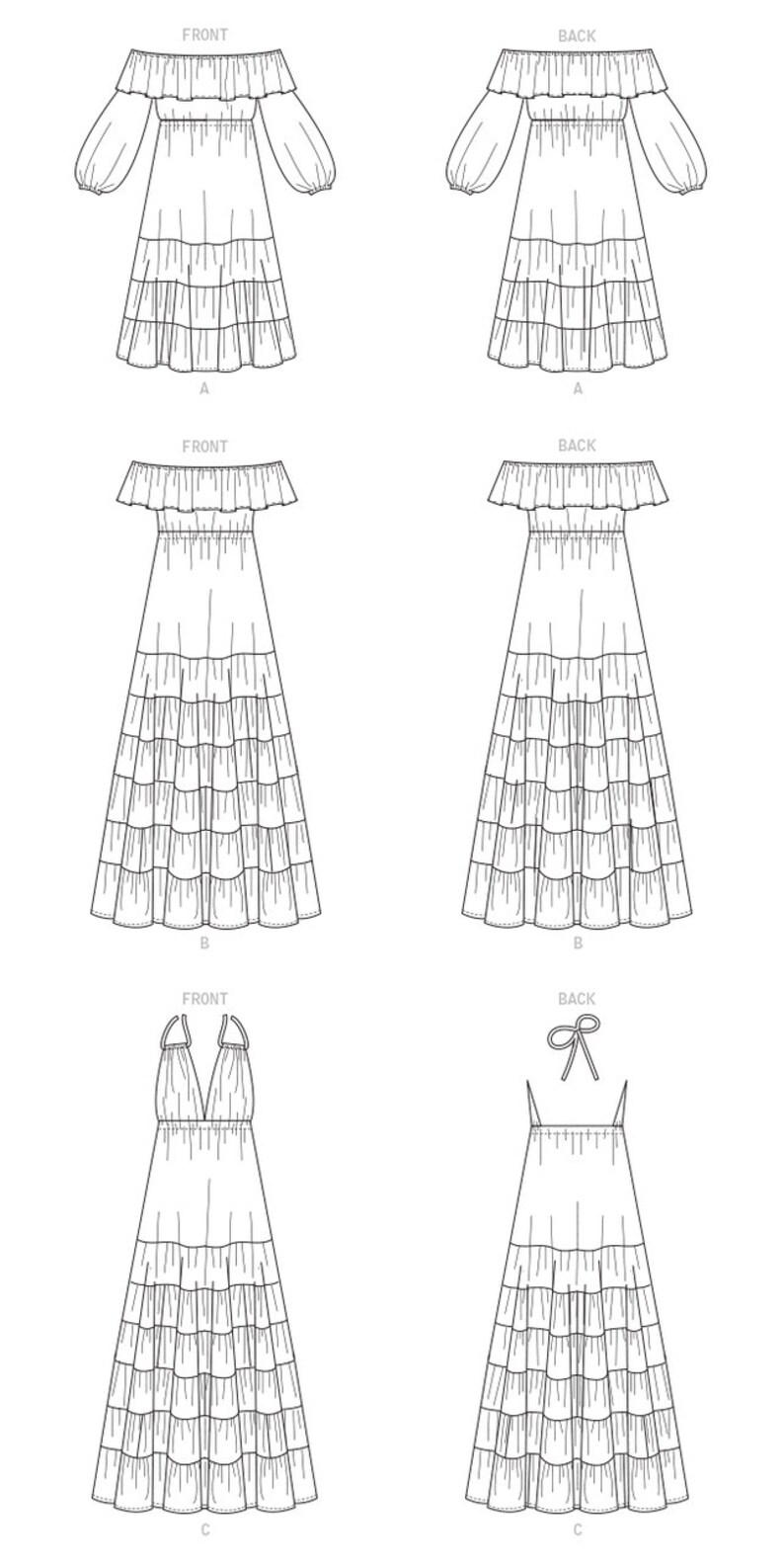 Sewing Pattern for Women's Dress, Maxi Dress Tiered Dress, Summer Dress