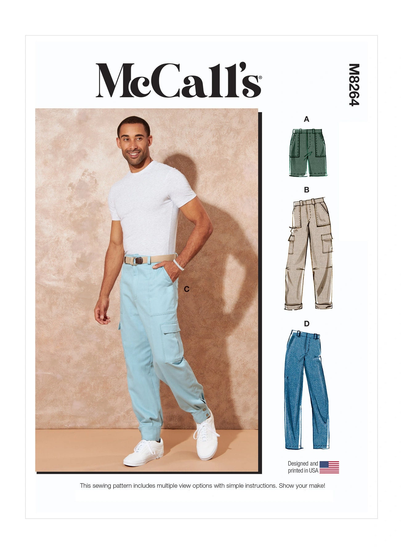 Sewing Pattern for Men's Pants and Shorts, Cargo Pants, Bermuda Shorts,  Mens Slacks, Mens Jeans, Mccalls 8264, Size 34-42 44-52, Uncut FF -   New Zealand