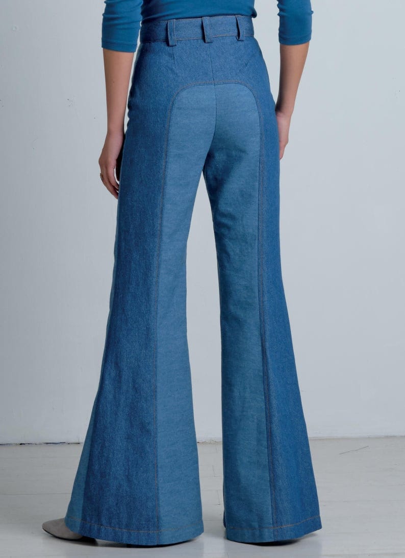 Sewing Pattern for Womens Bell Bottom Jeans, Denim Jeans, 70s Jeans ...