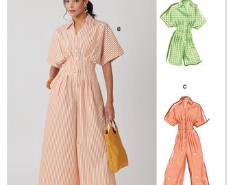 Sewing Pattern for Womens Jumpsuit and Romper, Wide Leg Jumpsuit, Button Front Jumpsuit, McCalls 8661, Size 8-16 18-26, Uncut