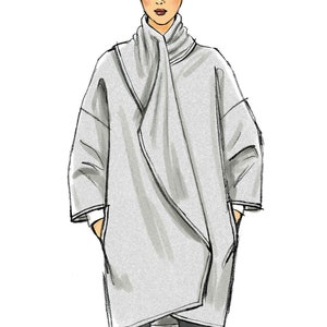 Patron de couture Vogue pour veste femme, veste à col châle, veste oversize, veste portefeuille, Vogue 8930, taille XS-M et L-XXL, FF non coupé image 5