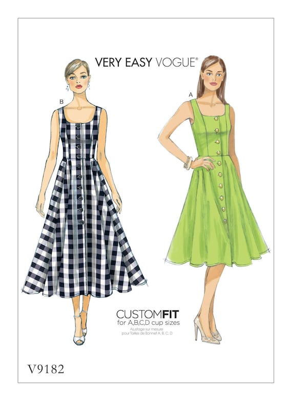 slim fit dress slacks Vogue 9149 Fit and Flare Dress with Optional Shaped Hemline, Uncut, Fa –  Patterns Central
