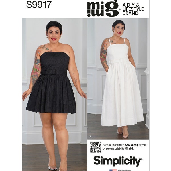 Sewing Pattern for Women's Dress, Maxi Dress, Strapless Dress, Summer Dress, Mimi G Simplicity 9917, Size 8-16 18-26, Uncut FF