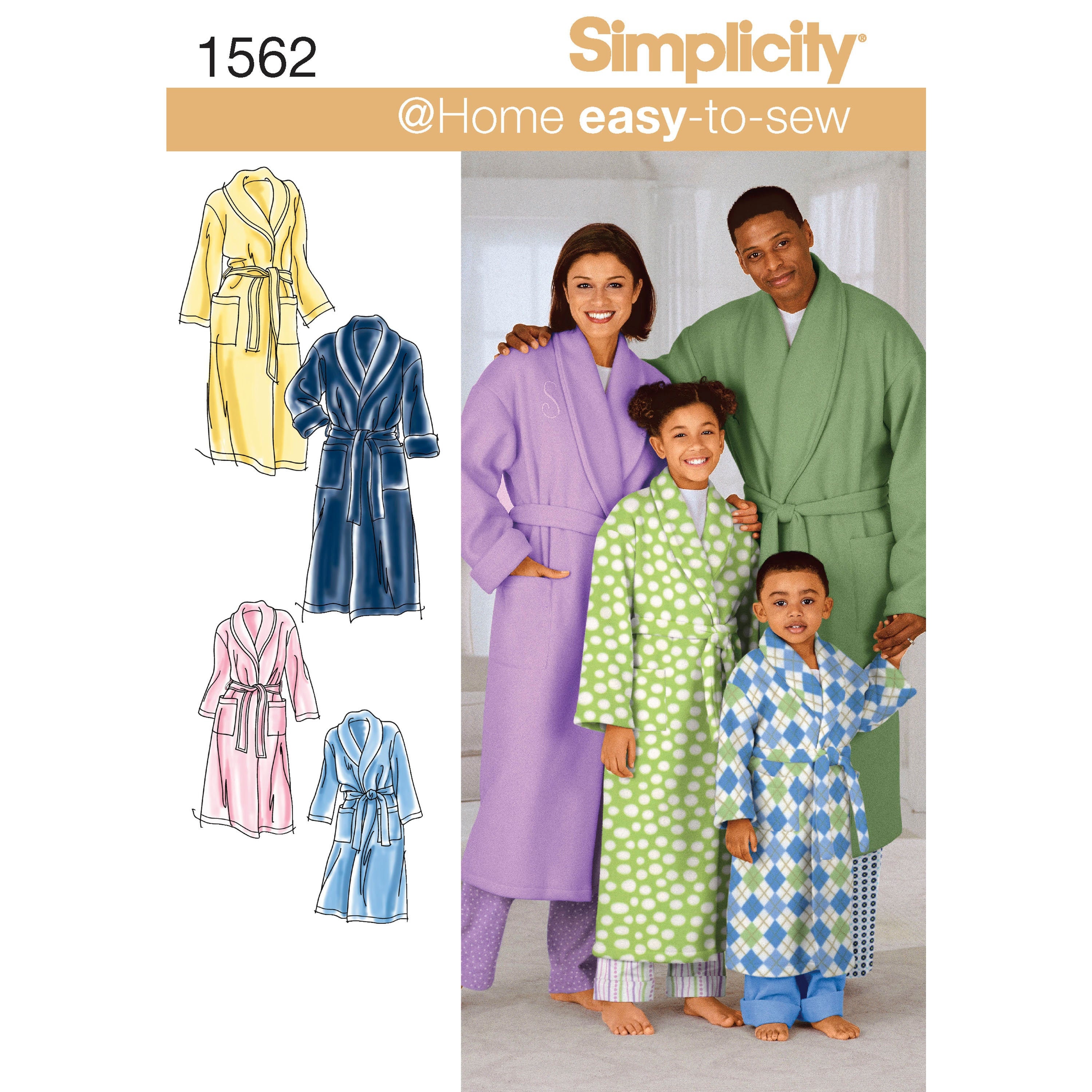 Simplicity Robe Pattern 0621 Sewing Pattern for Child's Mens and Women's Robes, Family Sleepwear ...