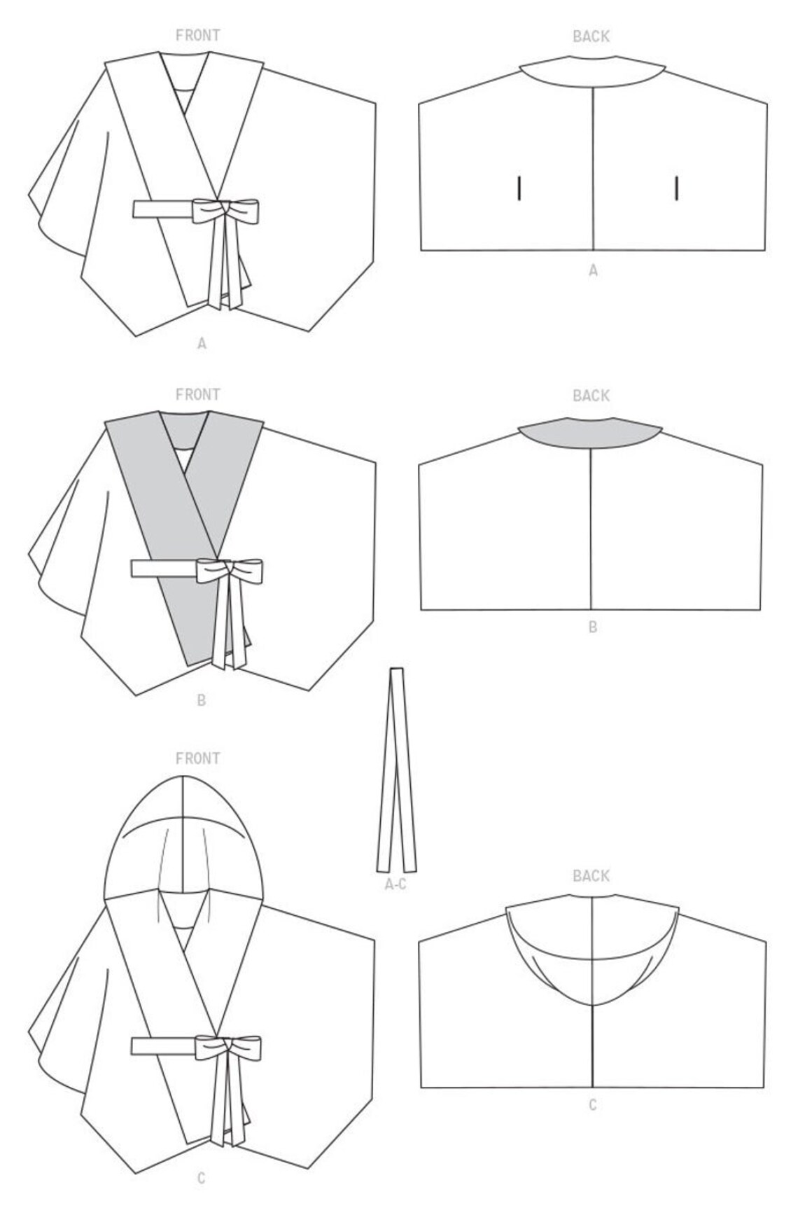 Sewing Pattern for Womens Jacket, Wrap Coat Pattern, Cape Pattern ...