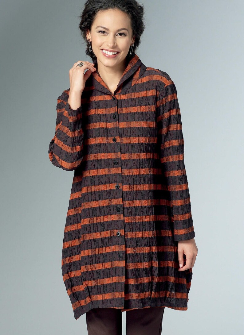 Easy Sewing Pattern for Women's Tunic, Button Front Tops, Long Sleeve ...