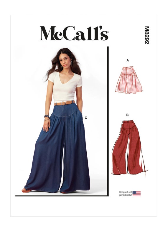 Easy Sewing Pattern for Womens Pants and Shorts, Wide Leg Pants, High  Waisted Shorts, Mccalls 8292, Size 6-14 16-24, Uncut FF 