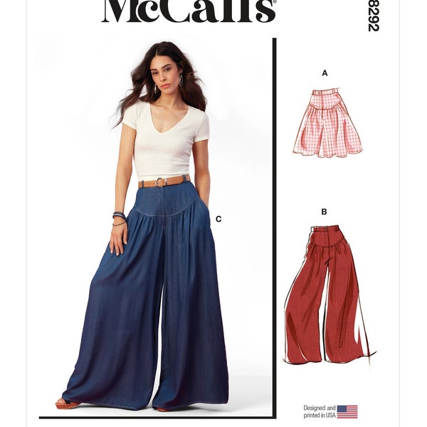 Easy Sewing Pattern for Womens Pants and Shorts, Wide Leg Pants, High Waisted Shorts, McCalls 8292, Size 6-14 16-24, Uncut FF