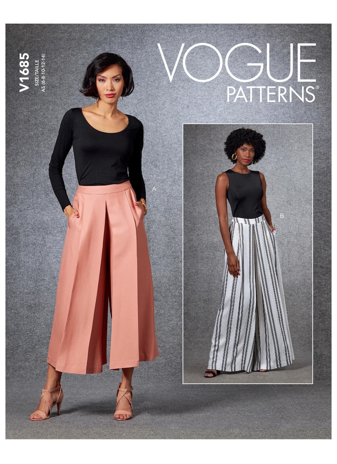 Easy Vogue Sewing Pattern for Womens Pants, Wide Leg Pants, Palazoo