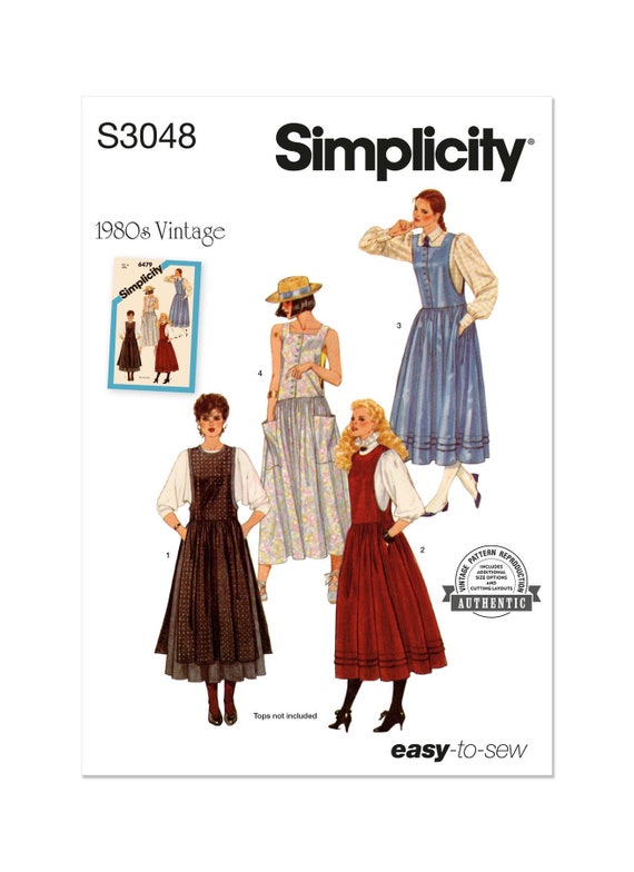 Sewing Pattern for Women's Dress, Womens Jumper, Midi Dress, 80s Jumper, Winter Dress, Simplicity 3048, Size 6-14 14-22, Uncut FF
