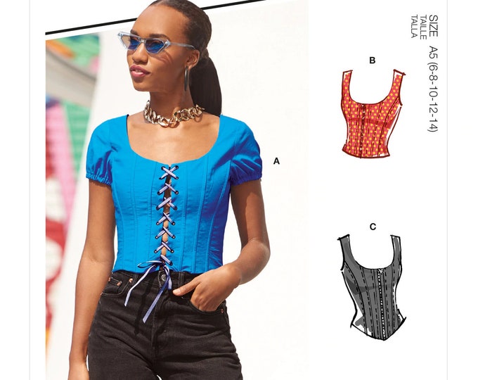 Sewing Pattern for Womens Tops, Boned Corset Top Pattern, Fitted Tops ...