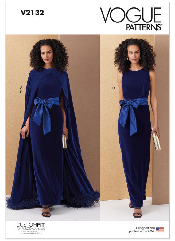 Vogue Sewing Pattern for Women's Dress and Cape, Sheath Dress, Long Cape, Evening  Gown, Maxi Dress, Vogue 2132, Size 8-16 18-26, Uncut FF - Etsy