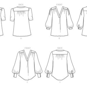 Easy Sewing Pattern for Women's Tops, V Neck Tops, Long Sleeve Blouse ...