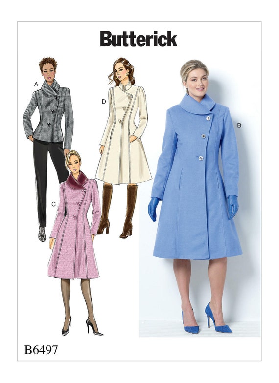 Sewing Pattern for Womens Fit and Flare Jacket, Lined Coat