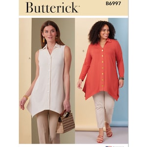 Sewing Pattern for Womens Tops, Knit Tops, Button Front Tops, Tank Tops, Long Sleeve Tops, Butterick 6997, Size 10-18 20W-28W