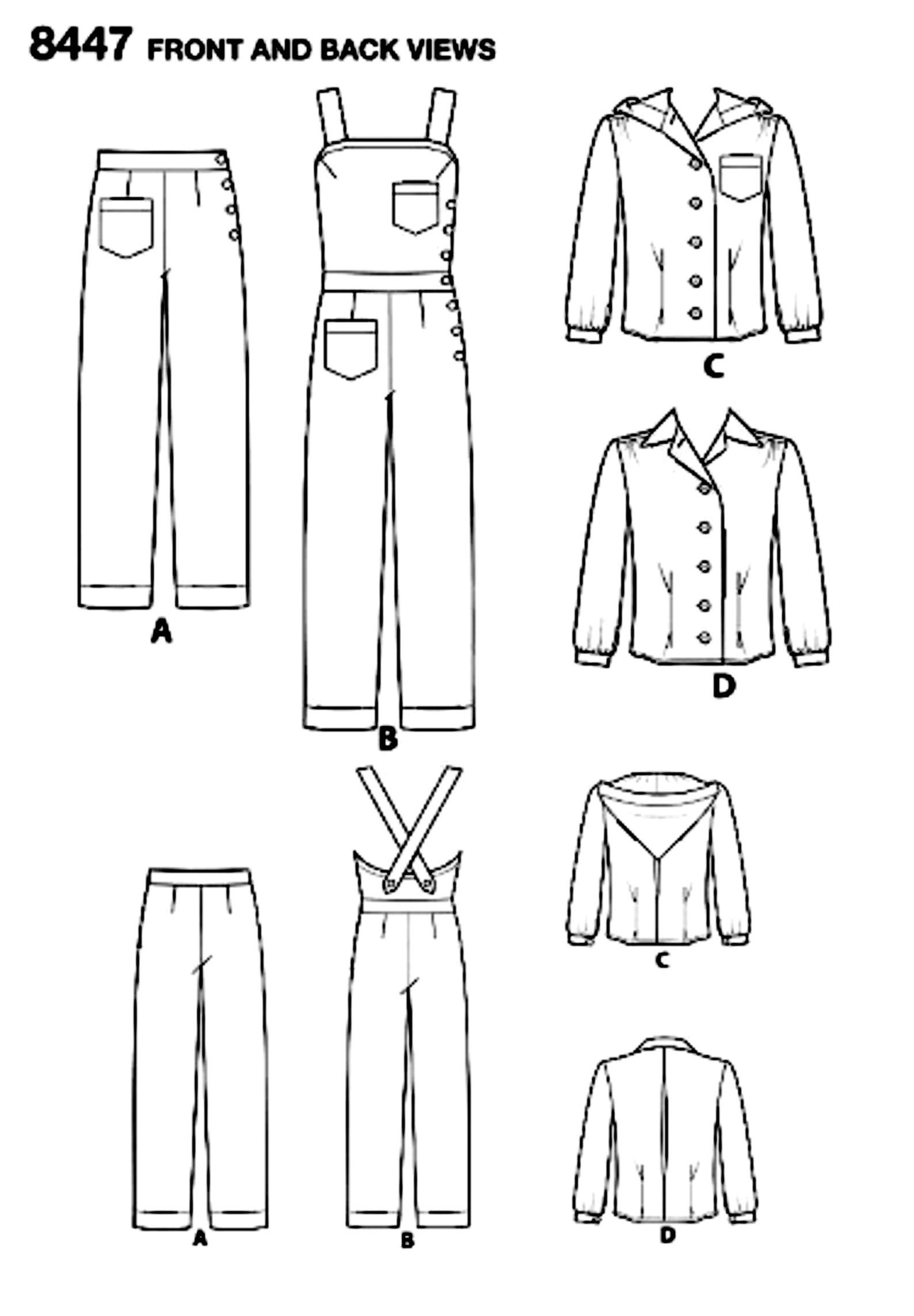 Sewing Pattern for Womens Overalls, Pants, and Tops, Apron Back ...