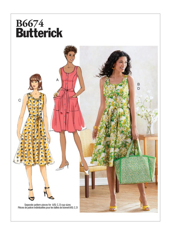 Easy OOP BUTTERICK 4127 MS/Wmns Flared Dress PATTERN 6-8-10/12-14-16/18-20-22 UC 