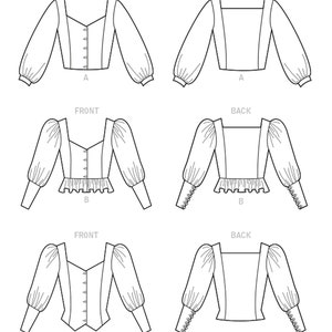 Sewing Pattern for Womens Tops, Button Front Tops, Puff Sleeve Top ...