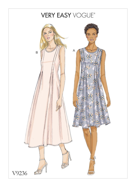 Vogue Sewing Pattern for Womens Dress, Maxi Dress Pattern, Summer Dress, Pleated Dress, Vogue 9236, Size 6-14 and 14-22, Uncut FF