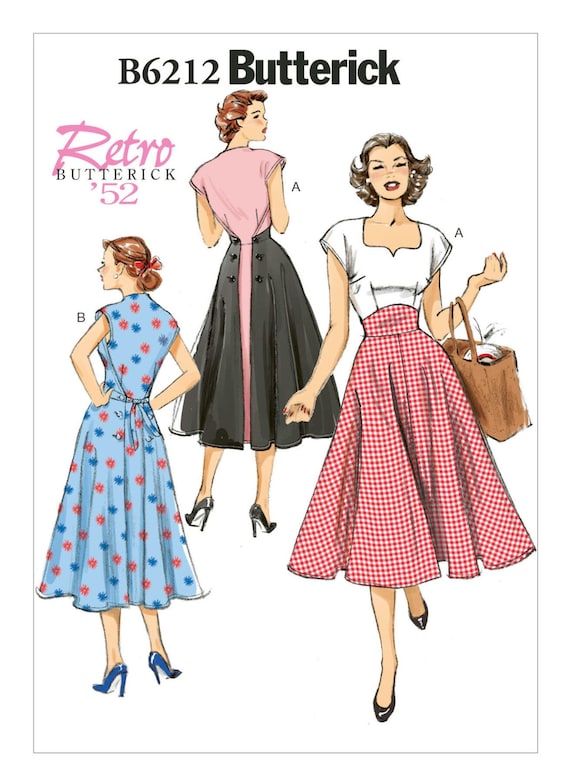 Sewing Pattern for Women's Dress, Vintage 50s Style Dress, Fit and Flare  Dress, Size 6-14 and 14-22, Butterick 6212, Uncut FF - Etsy