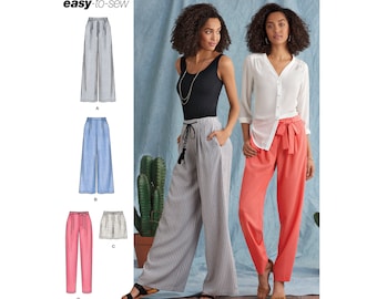 Easy Sewing Pattern for Womens Pants and Shorts, Wide Leg Pants, Cropped Pants, Joggers, Simplicity 8389, Size 6-14 14-22, Uncut FF