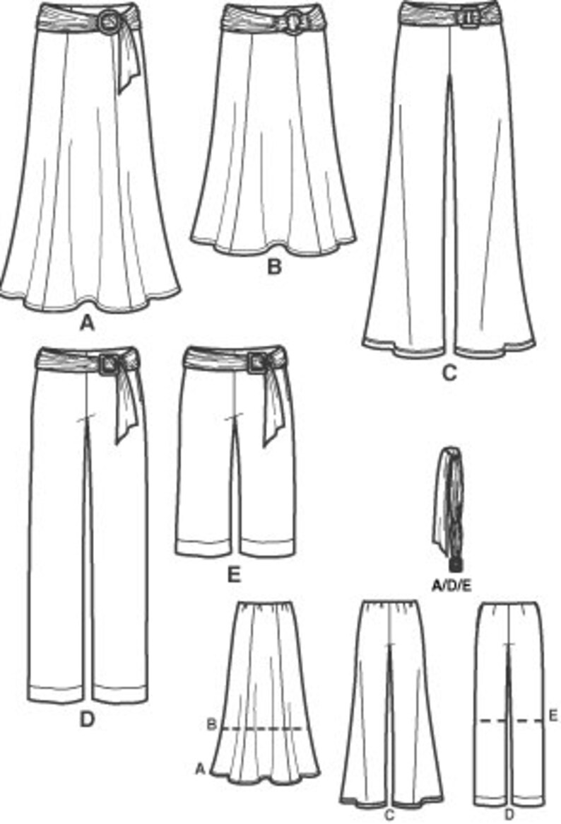 Sewing Pattern for Women's Knit Skirt and Pants Wide Leg Etsy