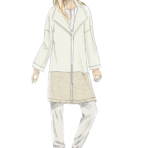 Easy Sewing Pattern for Women's Jacket, Long Coat Pattern, Shawl Collar ...