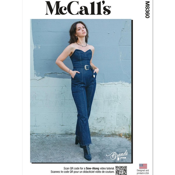 Sewing Pattern for Womens Jumpsuit, Strapless Jumpsuit, Denim Jumpsuit, Boned Jumpsuit, McCalls 8360 11711, Size 6-14 16-24, Uncut