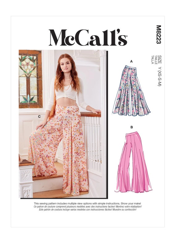 Easy Sewing Pattern for Womens Pants, Wide Leg Pants, Palazzo Pants, Summer  Pants, New Mccalls 8223, Size XS-M and L-XXL, Uncut and FF 