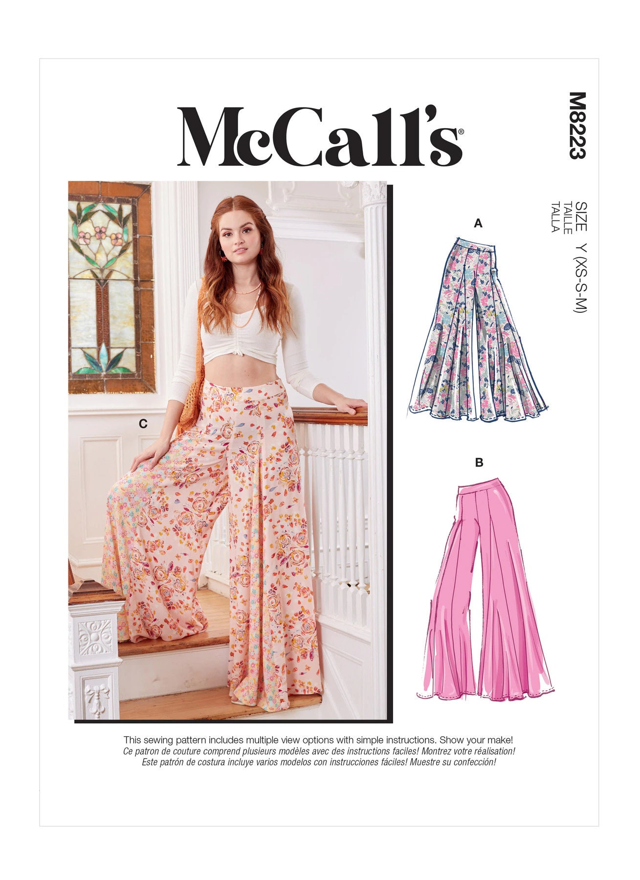 Easy Sewing Pattern for Womens Pants, Wide Leg Pants