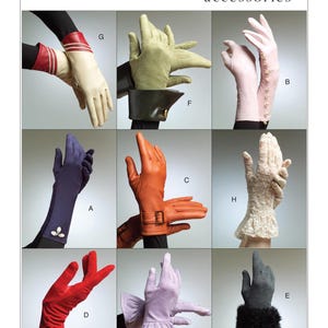 May include: Vogue Accessories pattern V8311 featuring ten different glove designs. The gloves are shown in various colors and styles, including leather, lace, and suede.