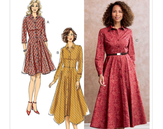 Easy Sewing Pattern for Womens Dress, Fit and Flare Dress, Button Front ...