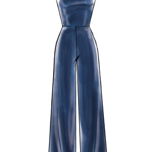 Sewing Pattern for Womens Jumpsuit Knit Jumpsuit Halter Neck - Etsy